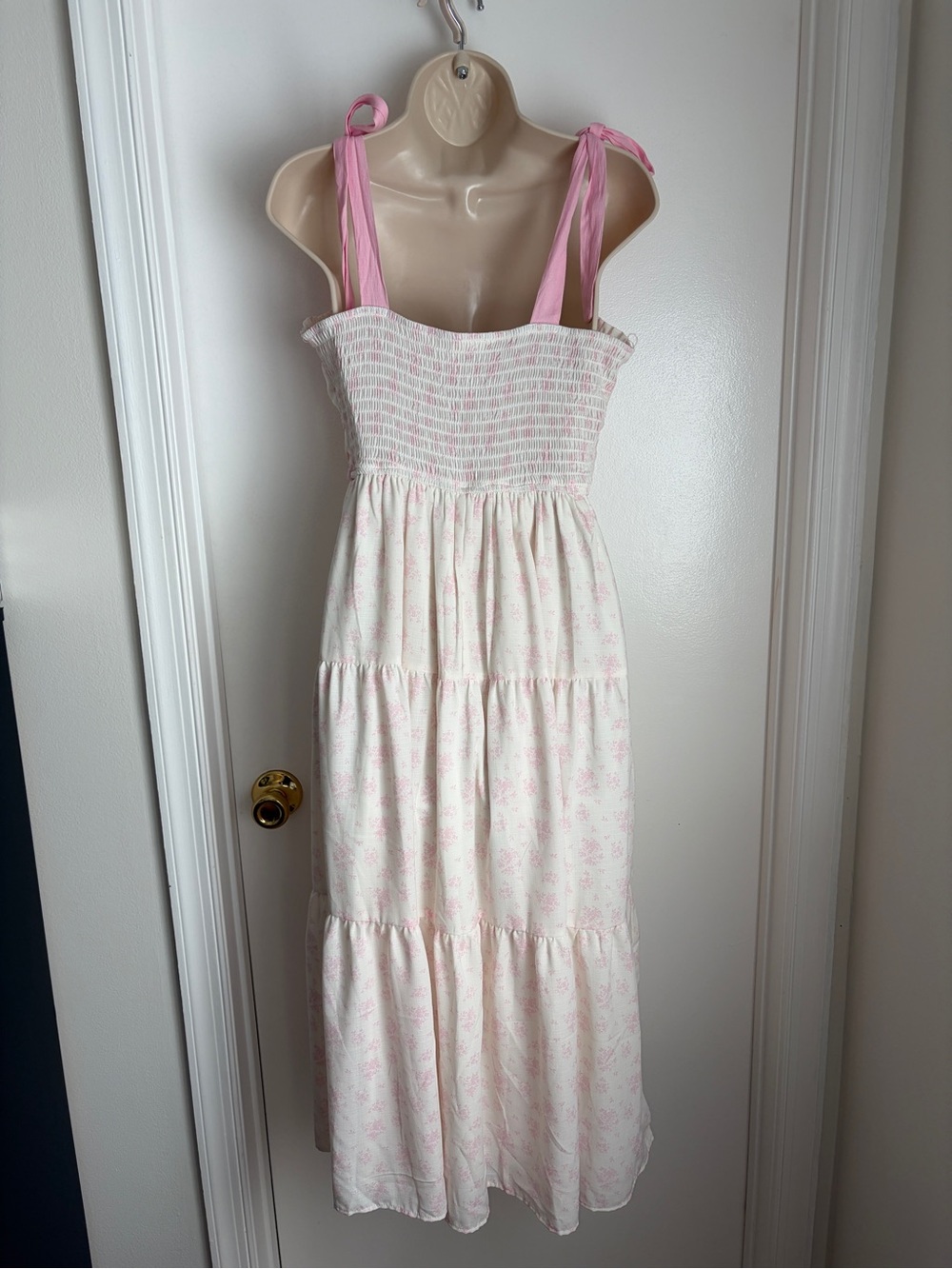 Pink Tie-Shoulder Smocked Sundress - Picture 3 of 5